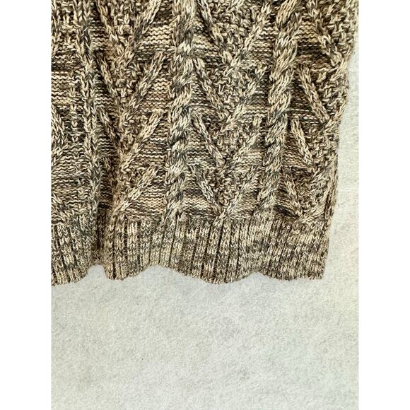 Jean Pierre Size Large Sweater Cable Knit Turtle Neck Long Line Cream Brown - Picture 8 of 10